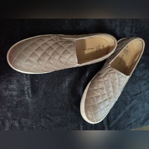 Tan Quilted Slip-On Shoes